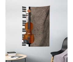 Piano and Violin Grunge Art Tapestry