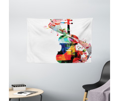 Cheerful String Instrument Wide Tapestry