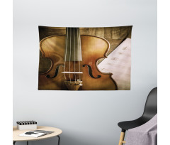 Instrument and Music Sheet Wide Tapestry