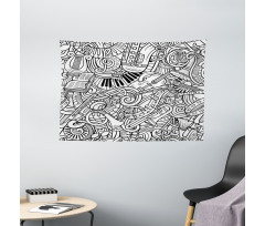 Chaotic Doodle Musical Wide Tapestry