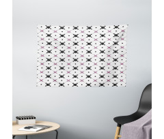 Black Girly Crossbones Wide Tapestry