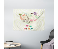 Viva Mexico Folklore Wide Tapestry