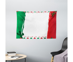 Mexican Colors Flags Cacti Wide Tapestry