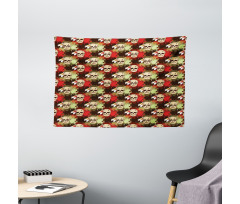 Skull Feather Pattern Wide Tapestry