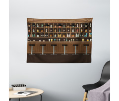 Bar Stools and Bottles Wide Tapestry