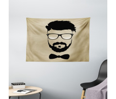 Hipster Boy Silhouette Wide Tapestry