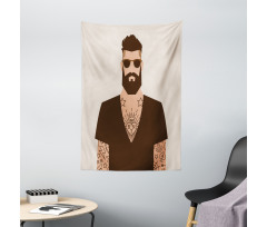 Tattooed Hipster Cartoon Tapestry