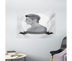 Greyscale Beardless Boy Wide Tapestry