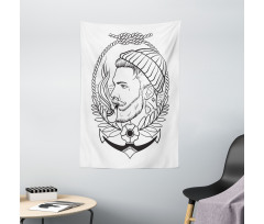 Outline Sailor with Pipe Tapestry