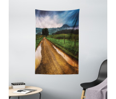 Puddles on Dirt Road Tapestry