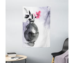 Watercolor Coral Vase Orchid Tapestry