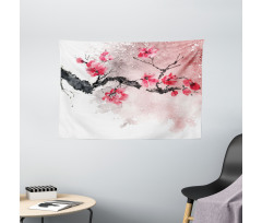 Watercolor Floral Art Wide Tapestry