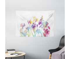 Colorful Ombre Floral Art Wide Tapestry