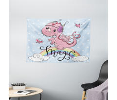 Magic Dragon on a Rainbow Wide Tapestry