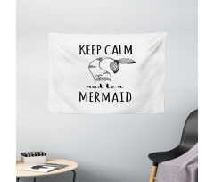 Be a Mermaid Text Tail Wide Tapestry