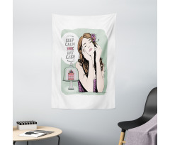 Eat Cake Text and Woman Tapestry