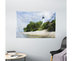 Lighthouse at Beach Wide Tapestry