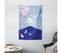 Mountain and Cherry Blossoms Tapestry