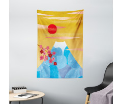 High Cliff Silhouette Flowers Tapestry