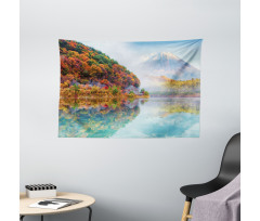 Foggy Climate in Autumn Time Wide Tapestry