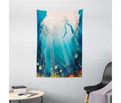 Underwater Elements Diver Tapestry