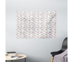 Seashell Sketches Pattern Wide Tapestry