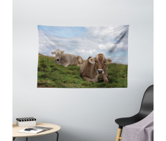 Resting Cows and Sky Wide Tapestry