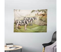 Dairy Cows Countryside Wide Tapestry