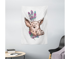 Pig Portrait Feathers Tapestry