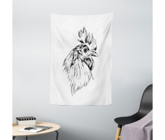 Rooster Head Portrait Tapestry