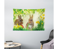 Easter Rabbits Wide Tapestry