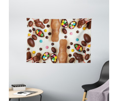 Choco Rabbits Wide Tapestry