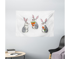 Funny Rabbit Cartoon Wide Tapestry