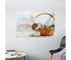 Cat as Easter Rabbit Wide Tapestry