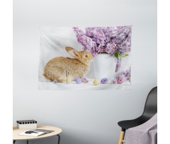 Rabbit with Lilac Wide Tapestry