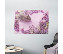 Rabbit Lilac Blossom Wide Tapestry