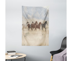 Wild Mustang Horses Art Tapestry