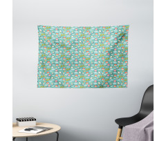 Happy Noel Penguins Gifts Wide Tapestry