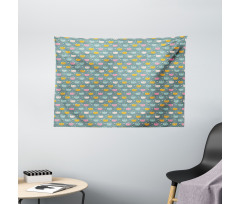 Smiling Cartoon Mice Wide Tapestry