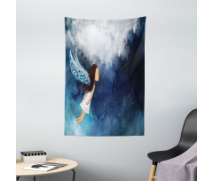 Magical Winged Girl in Sky Tapestry