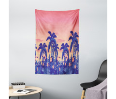 Palm Tree Toucan Sunset Art Tapestry