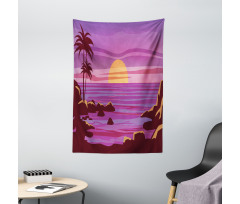 Retro Style Cartoon Beach Tapestry