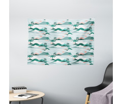 Paper Cut Style Beach Art Wide Tapestry