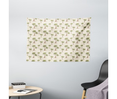 Simplistic Palms Pattern Wide Tapestry