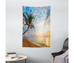 Exotic Sandy Beach Palm Tree Tapestry