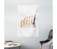 Ape to Man Cartoon Design Tapestry