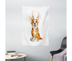 Corgi Dog with Deer Antlers Tapestry