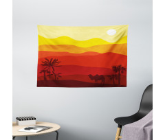 Dessert Scene Camel Trees Wide Tapestry