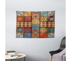 Azulejo Tile Squares Art Wide Tapestry