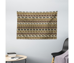 Africa Theme Stripes Animals Wide Tapestry